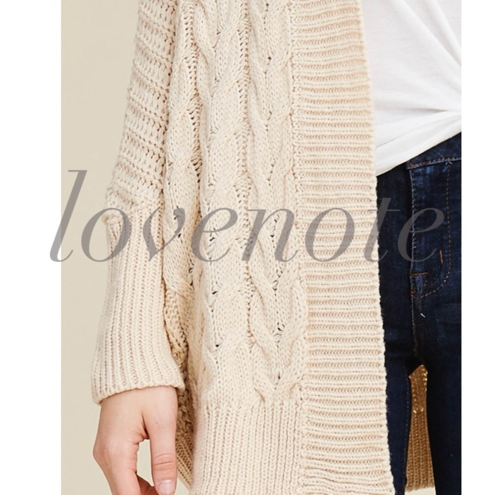 LAST Cozy Cable Knit Sweater Cardigan Long Sleeve - Picture 4 of 6